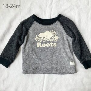 💙2/$25 Roots 18-24 Months XL Baby Toddler Grey Crewneck Crew Sweatshirt Camp